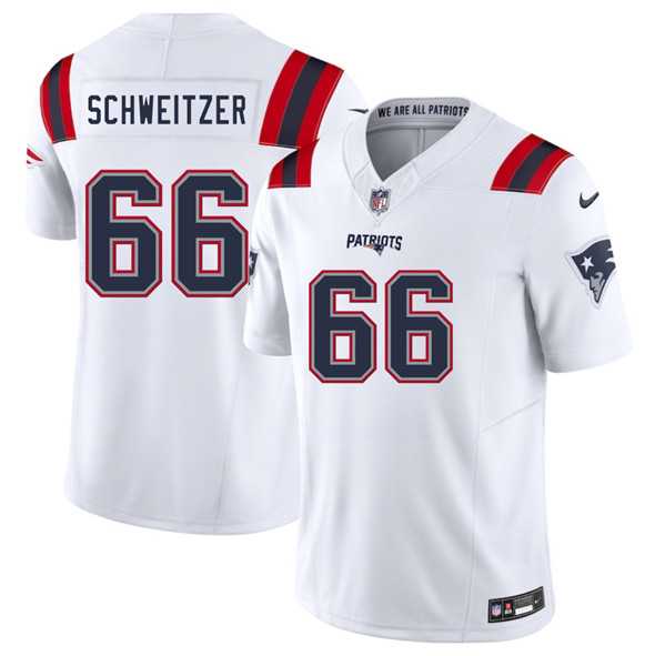 Men & Women & Youth New England Patriots #66 Wes Schweitzer White 2025 F.U.S.E. Vapor Limited Stitched Jersey